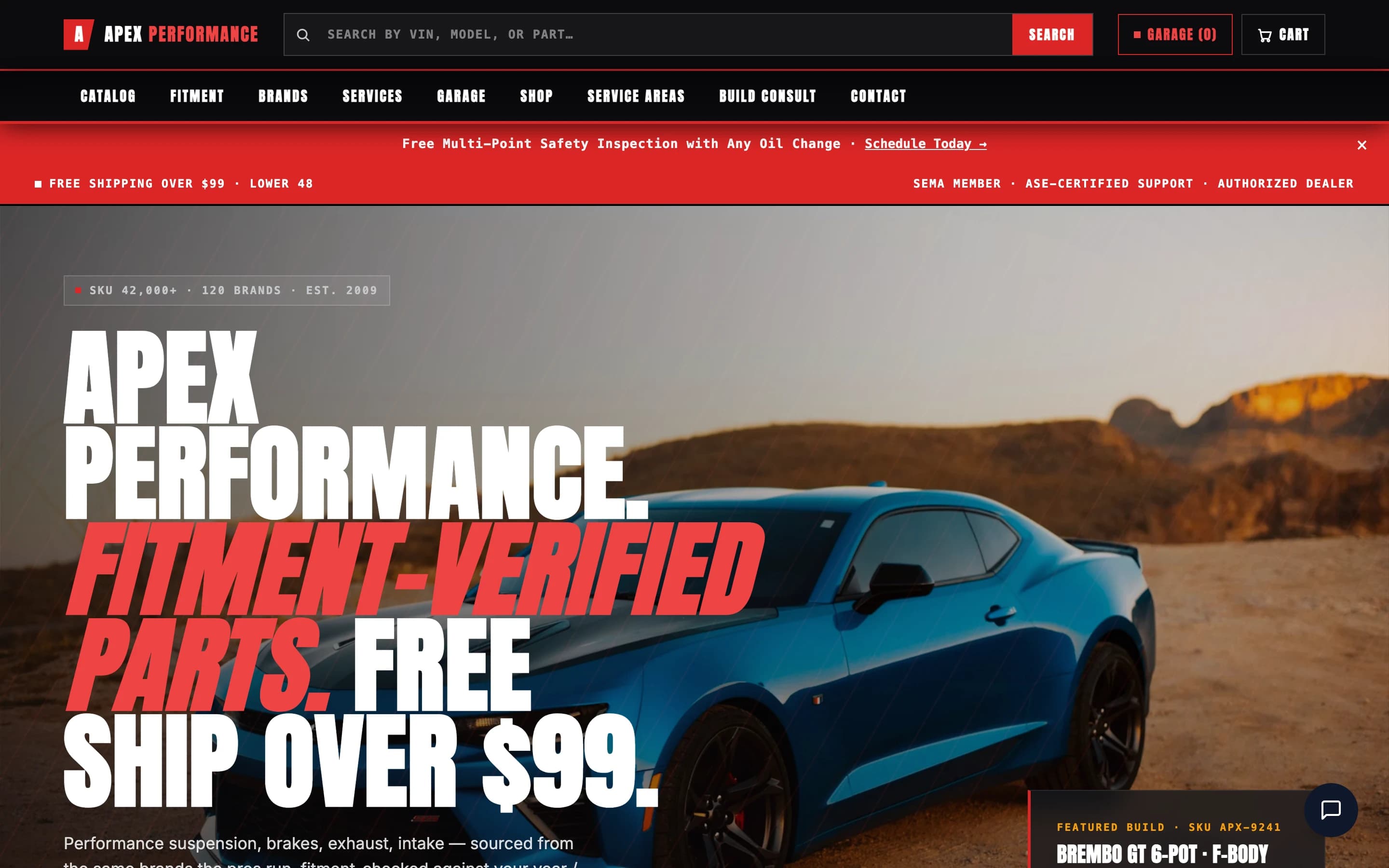 Screenshot of Apex Performance website demo