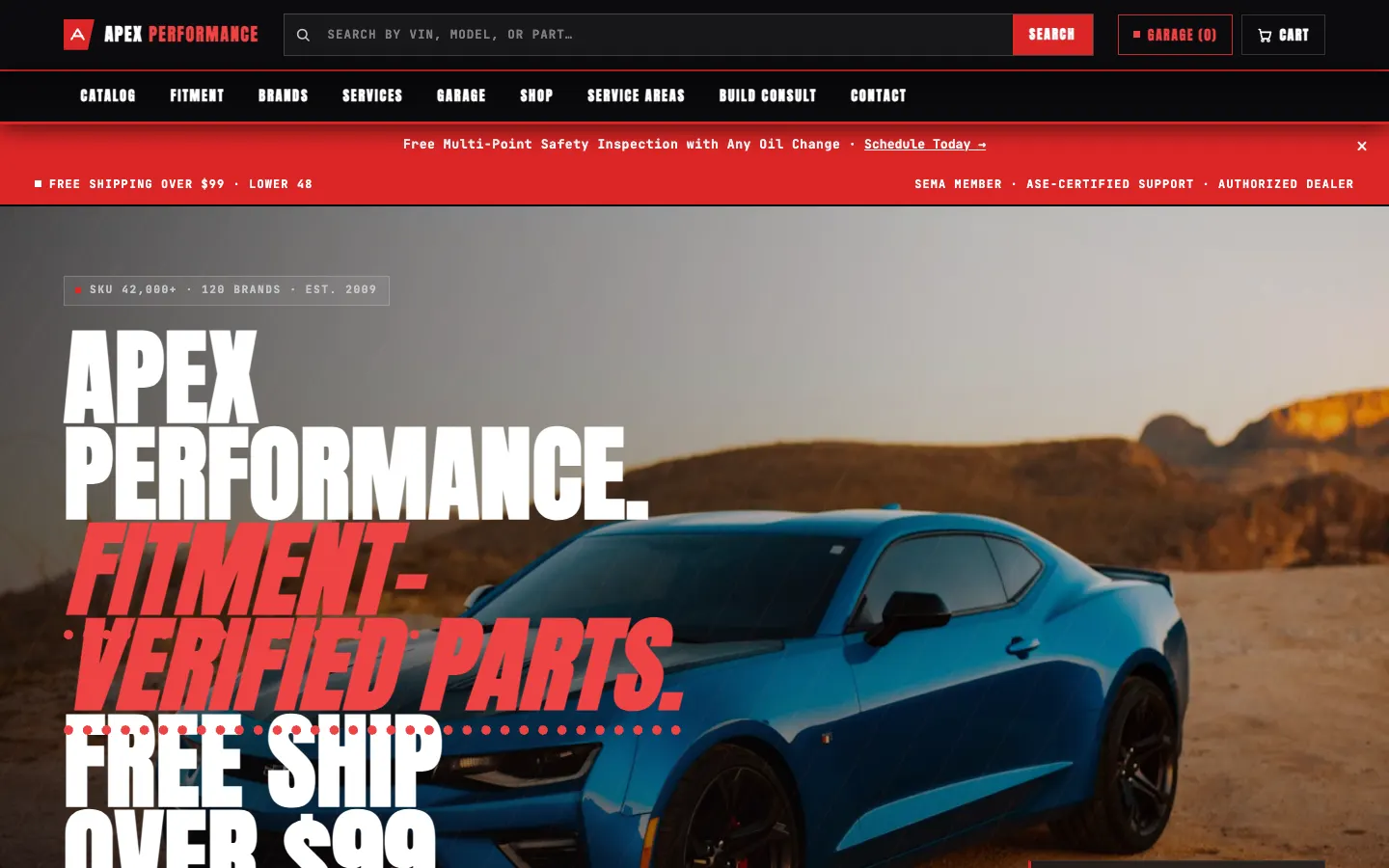 Screenshot of Apex Performance website demo