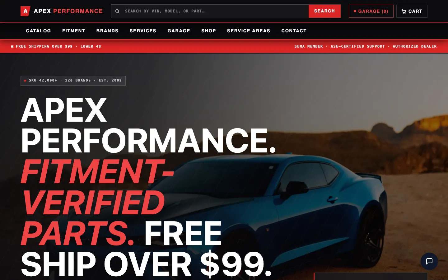 Screenshot of Apex Performance website demo