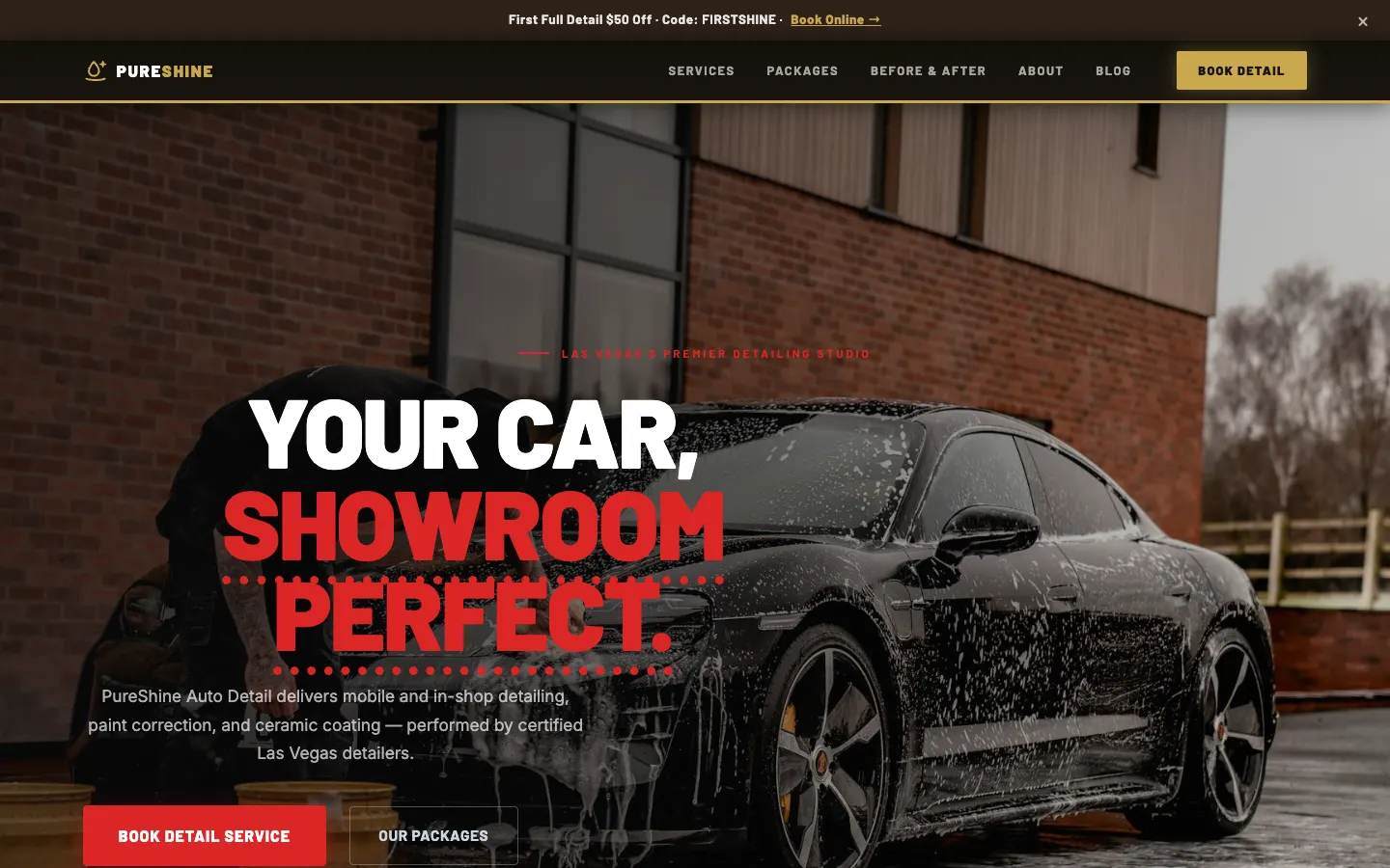 Screenshot of PureShine Auto Detail website demo