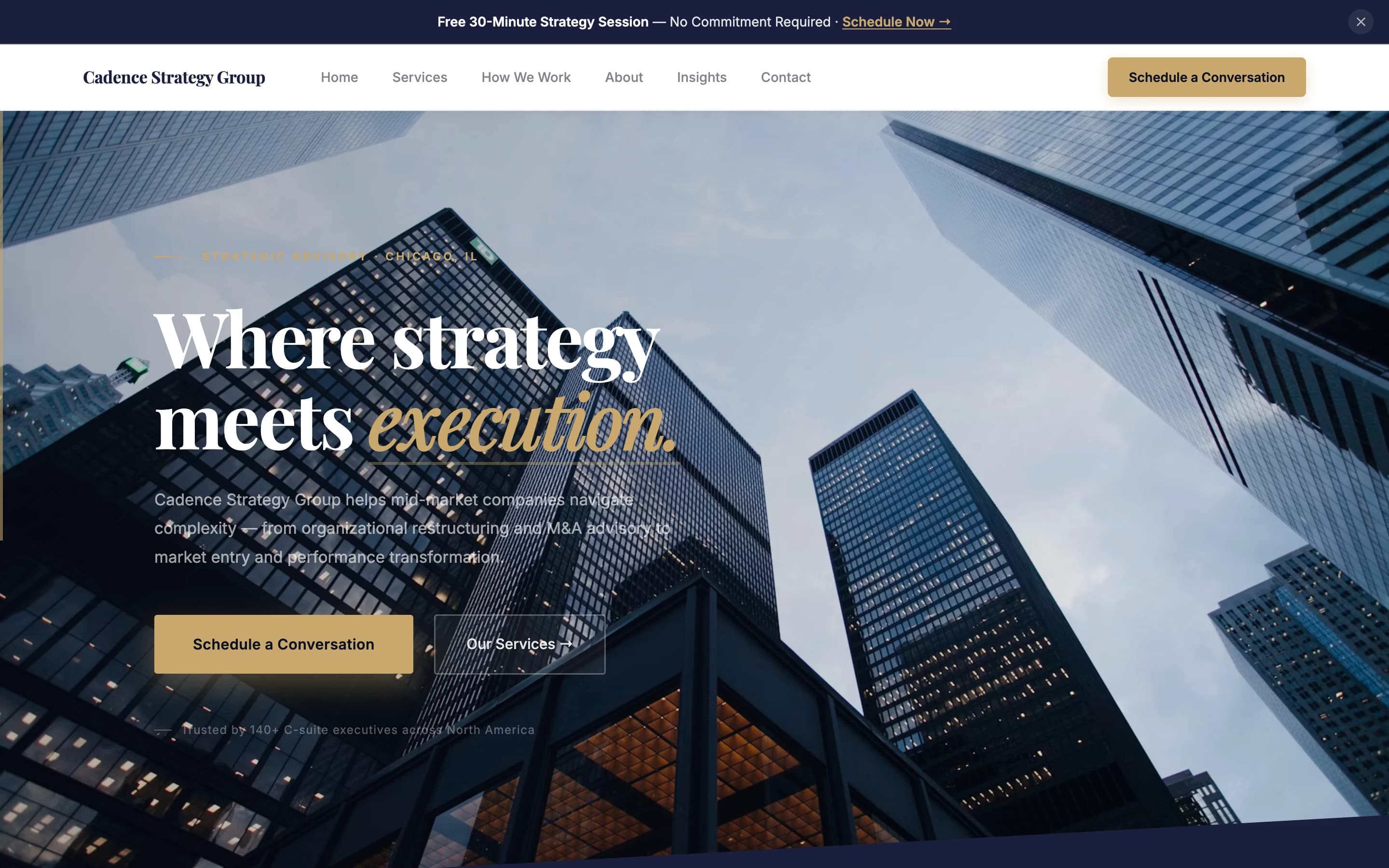 Screenshot of Meridian Advisory Group website demo