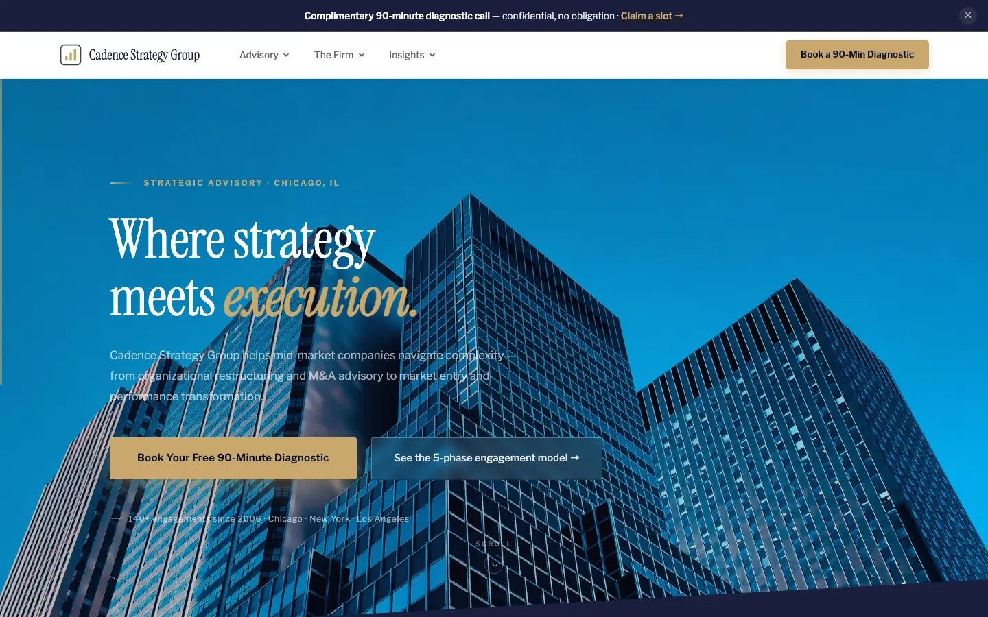 Screenshot of Cadence Strategy Group website demo