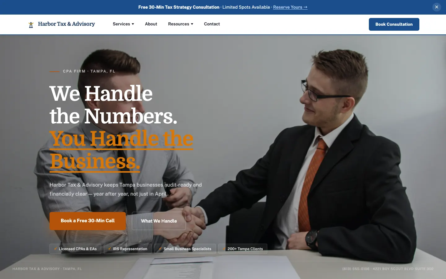 Screenshot of Harbor Tax & Advisory website demo