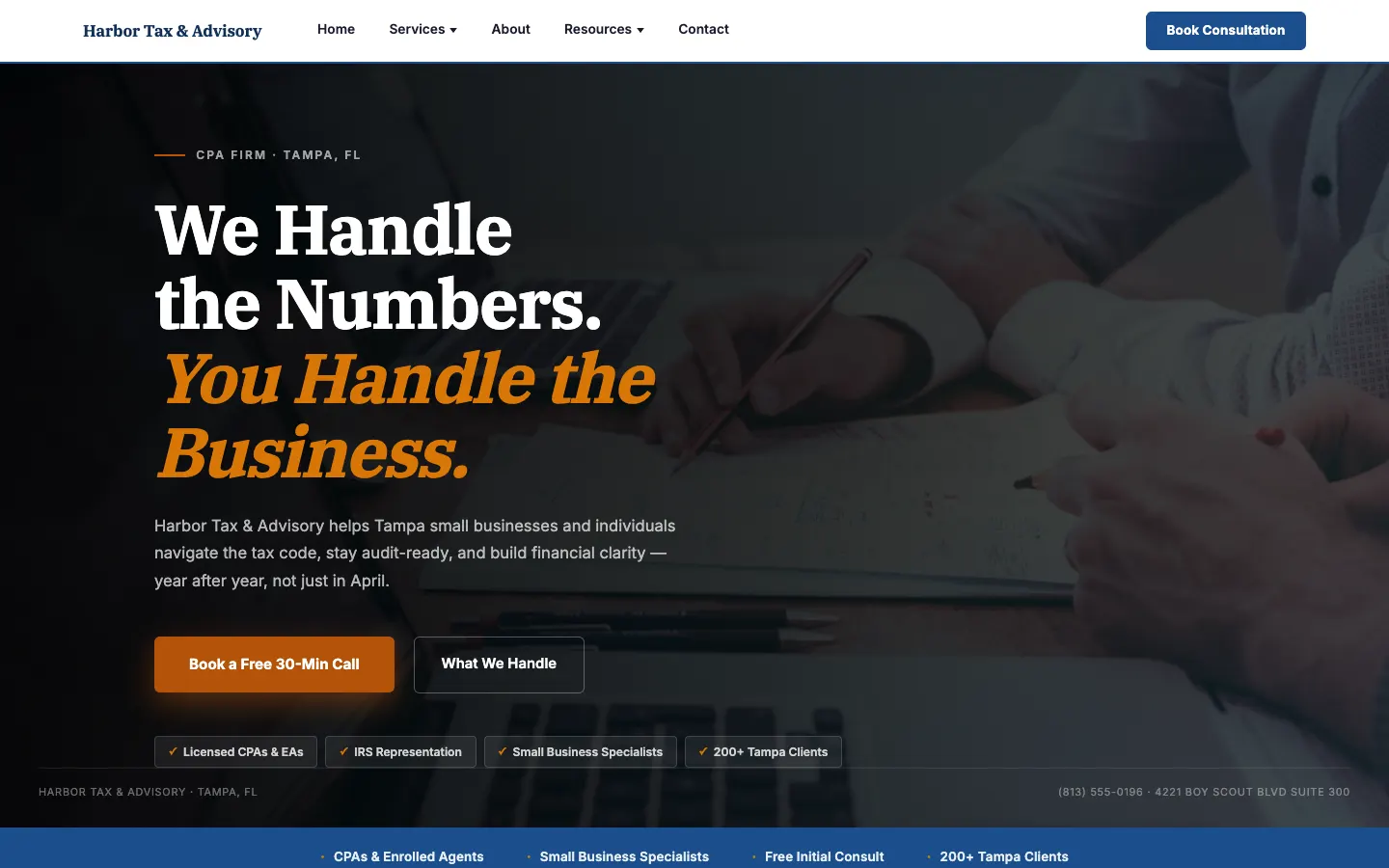 Screenshot of Harbor Tax & Advisory website demo