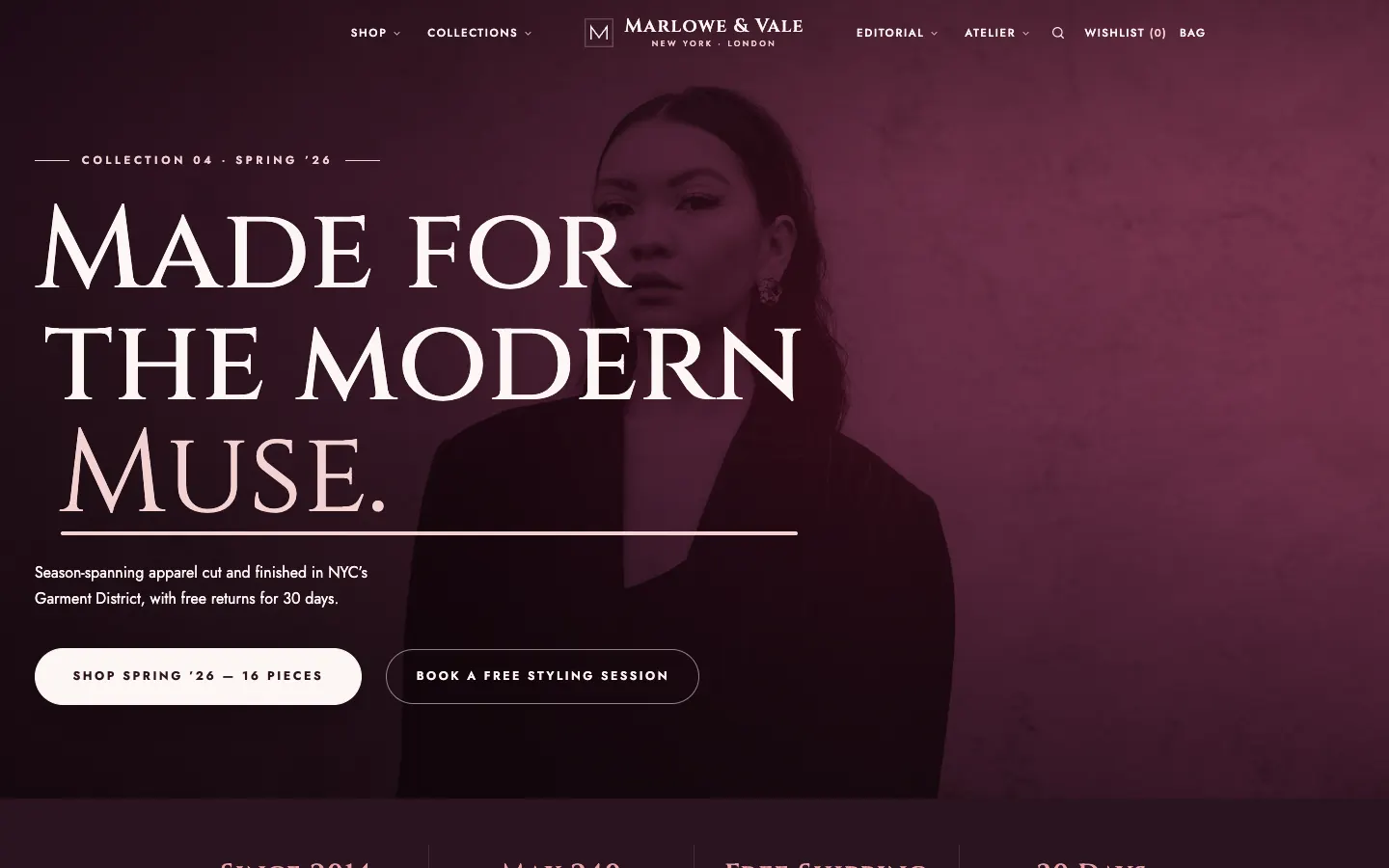 Screenshot of Marlowe & Vale website demo