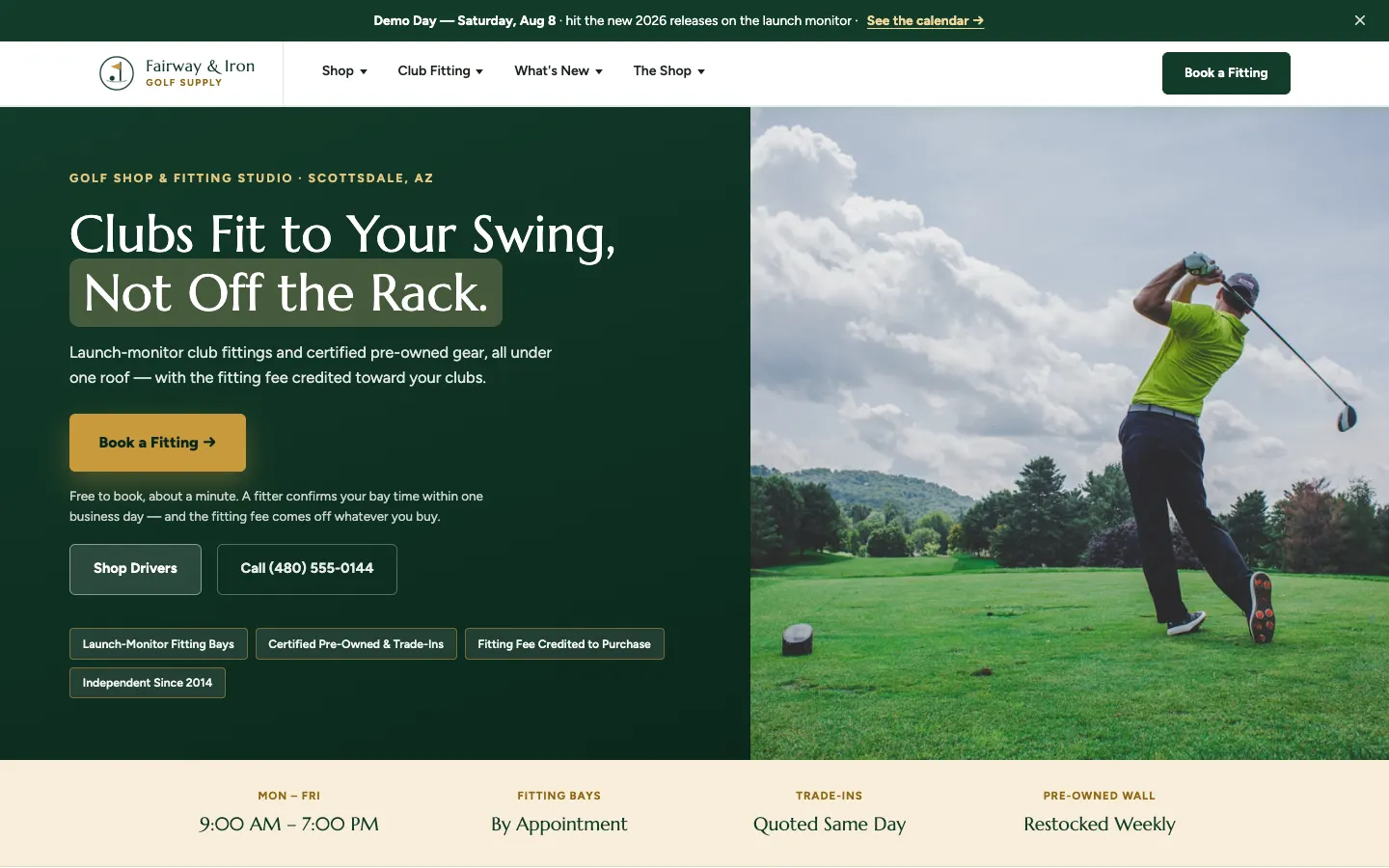 Screenshot of Fairway & Iron Golf Supply website demo
