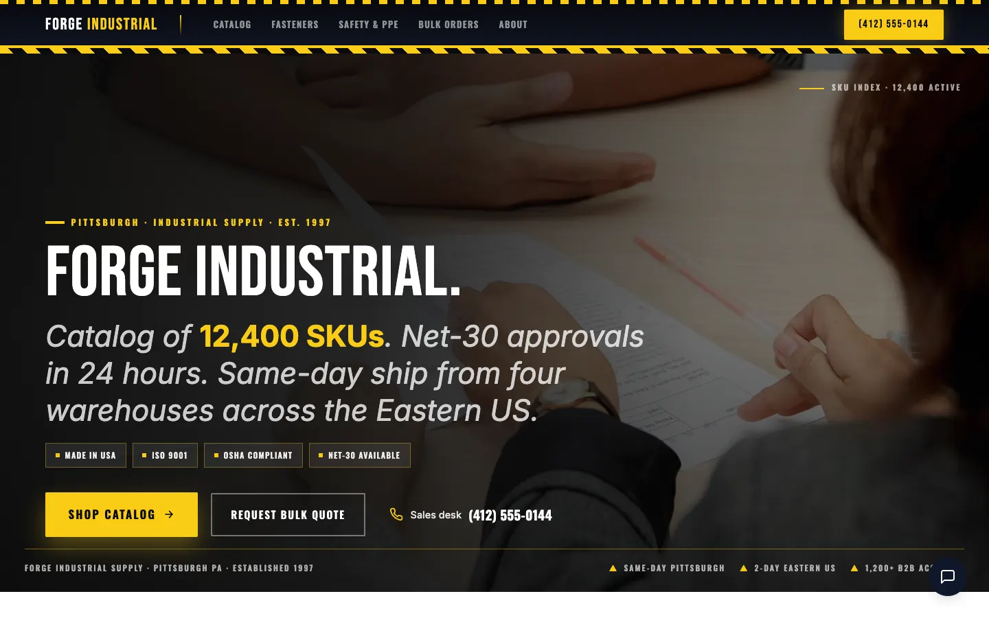 Screenshot of Forge Industrial Supply website demo