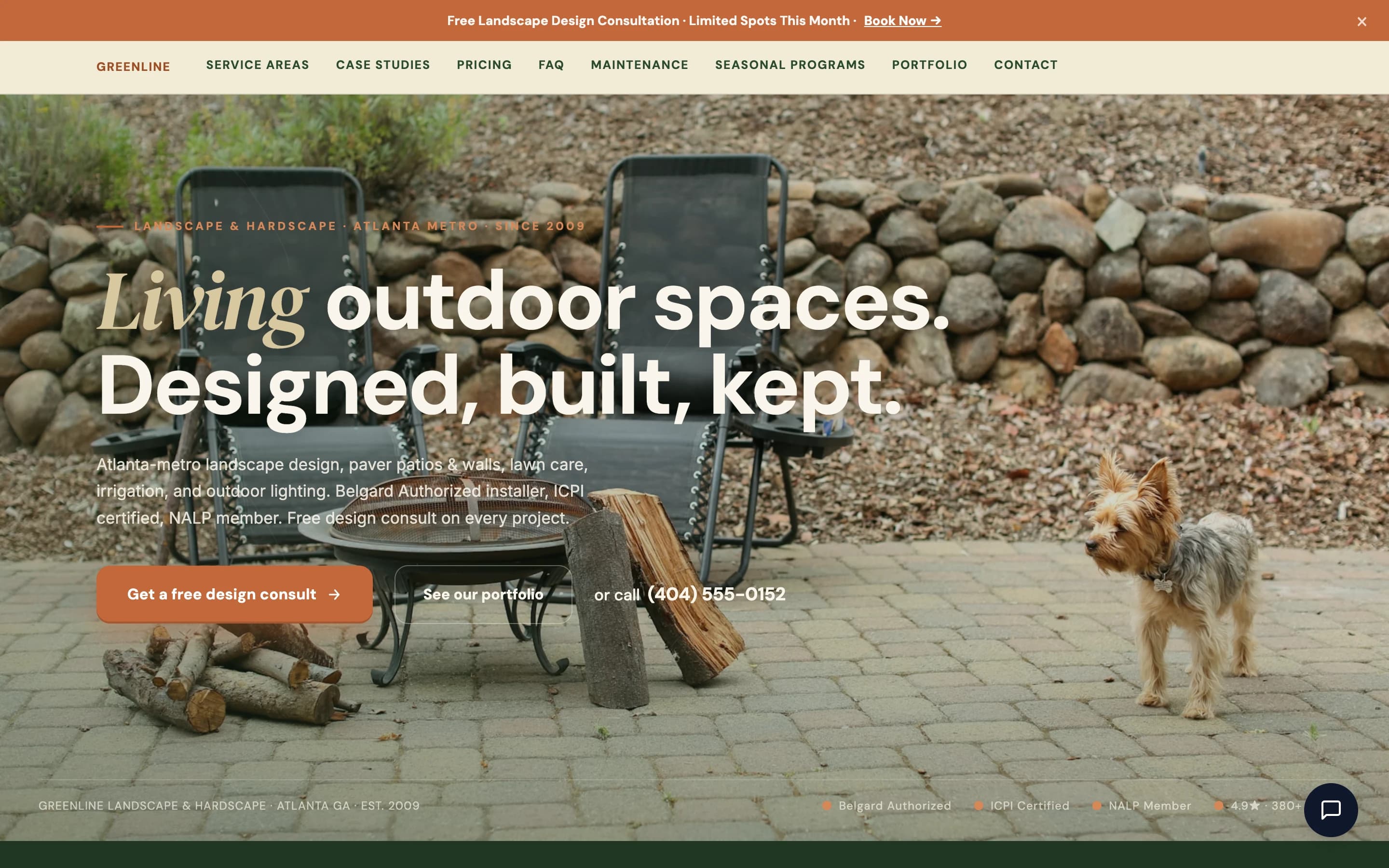 Screenshot of Greenline Landscape & Hardscape website demo