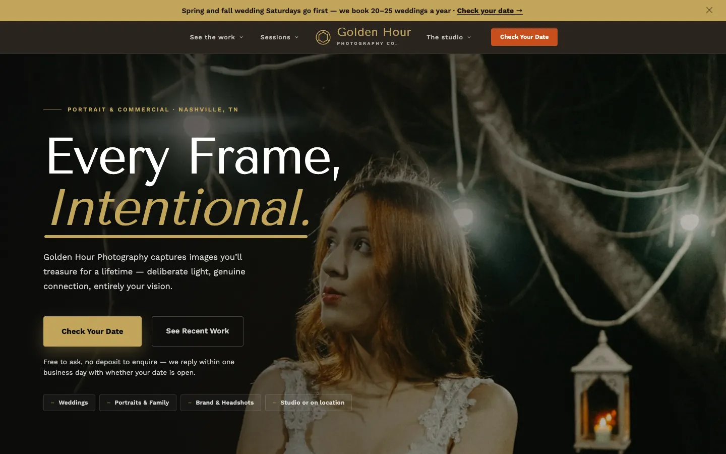 Screenshot of Golden Hour Photography Co. website demo