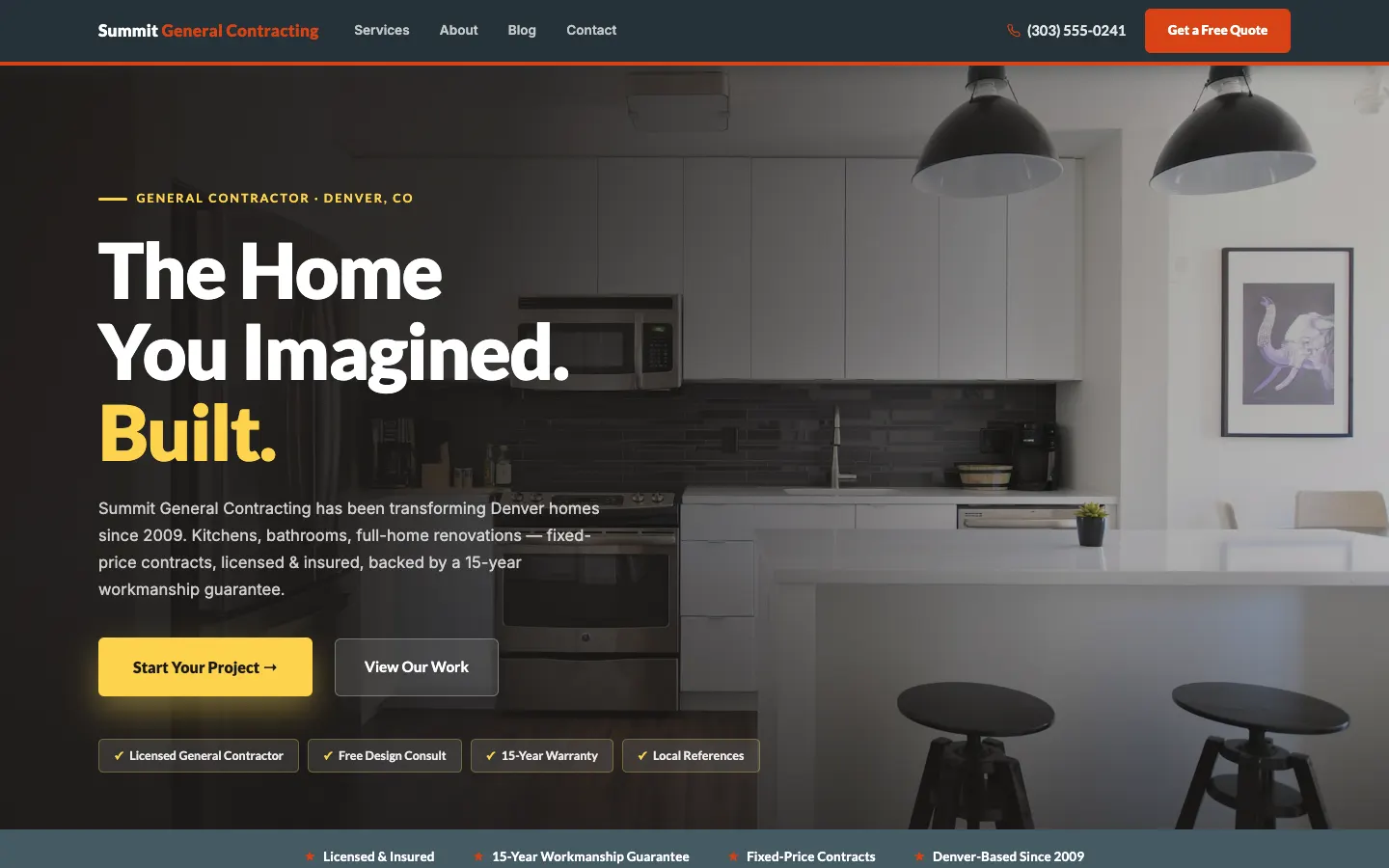 Screenshot of Cornerstone Build & Remodel website demo