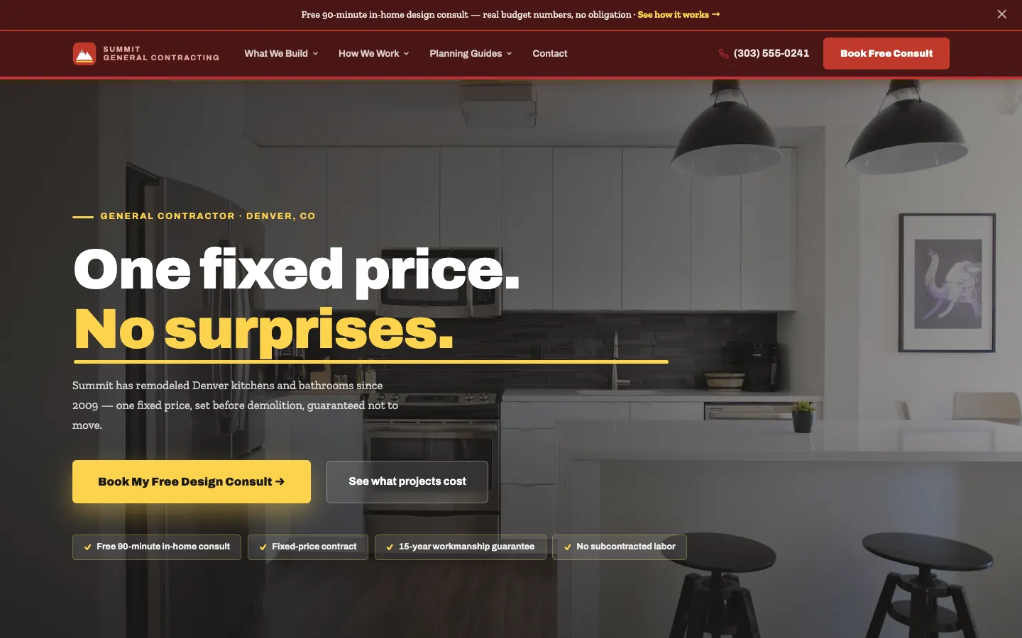 Screenshot of Summit General Contracting website demo