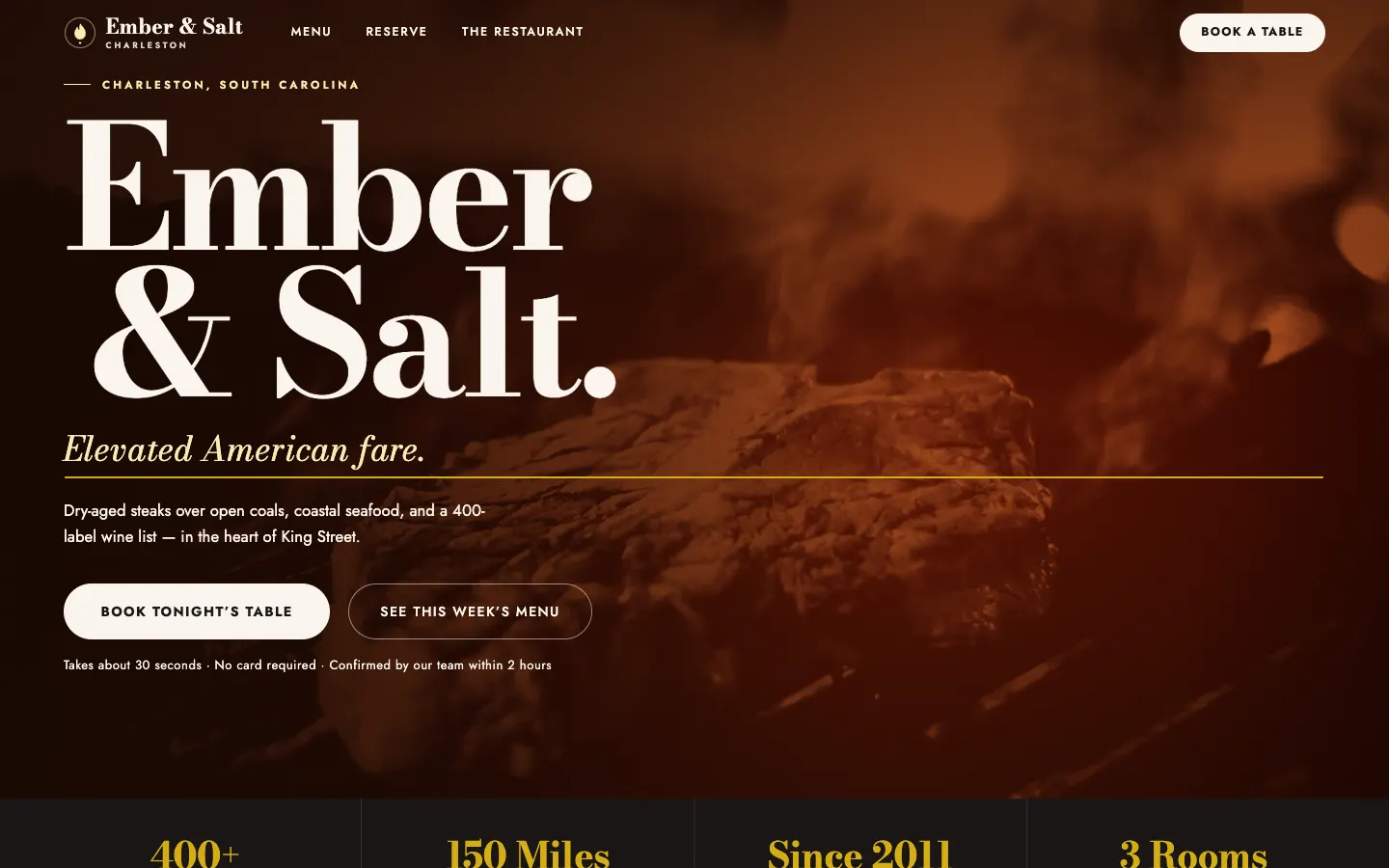 Screenshot of Ember & Salt website demo