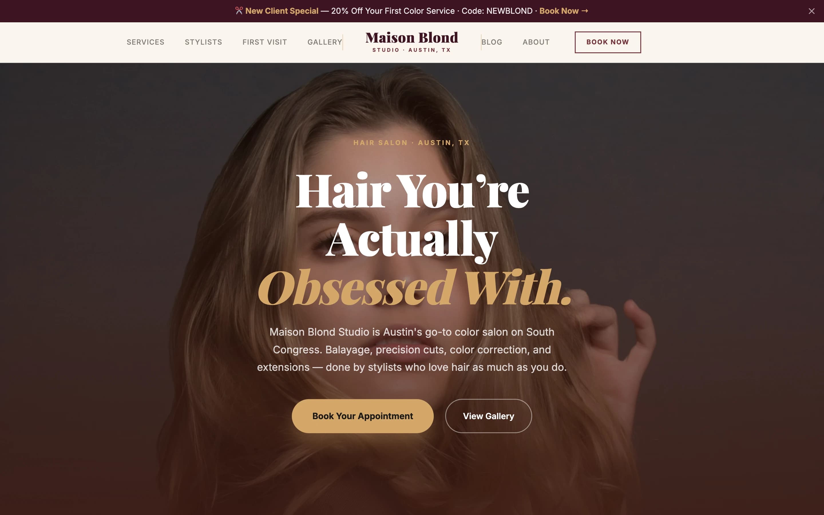 Screenshot of Maison Blond Studio website demo