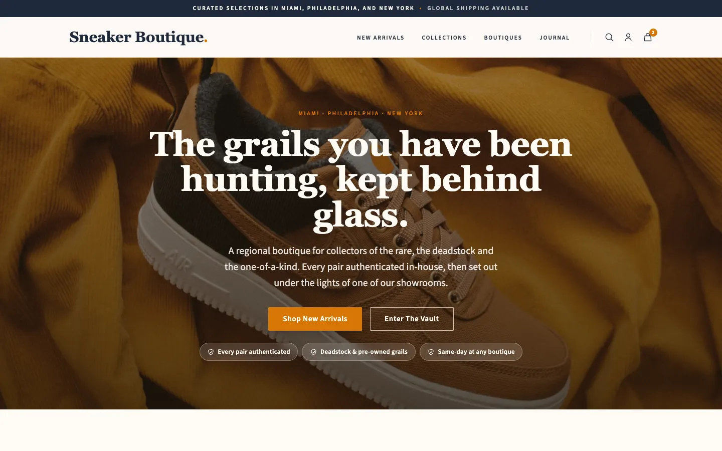 Screenshot of Sneaker Boutique website demo