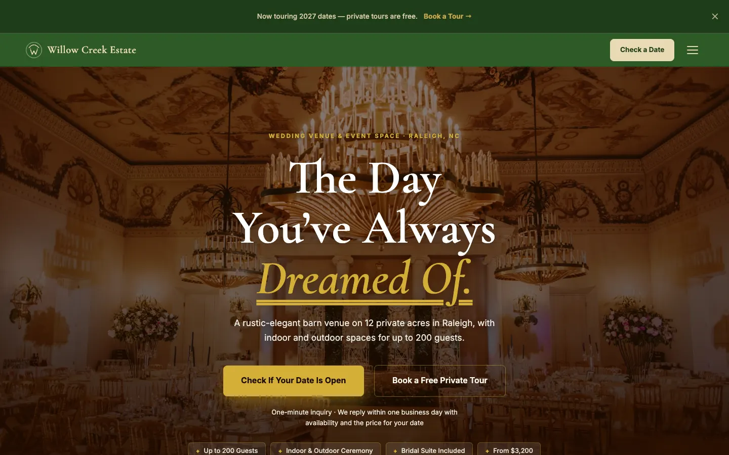 Screenshot of Willow Creek Estate website demo