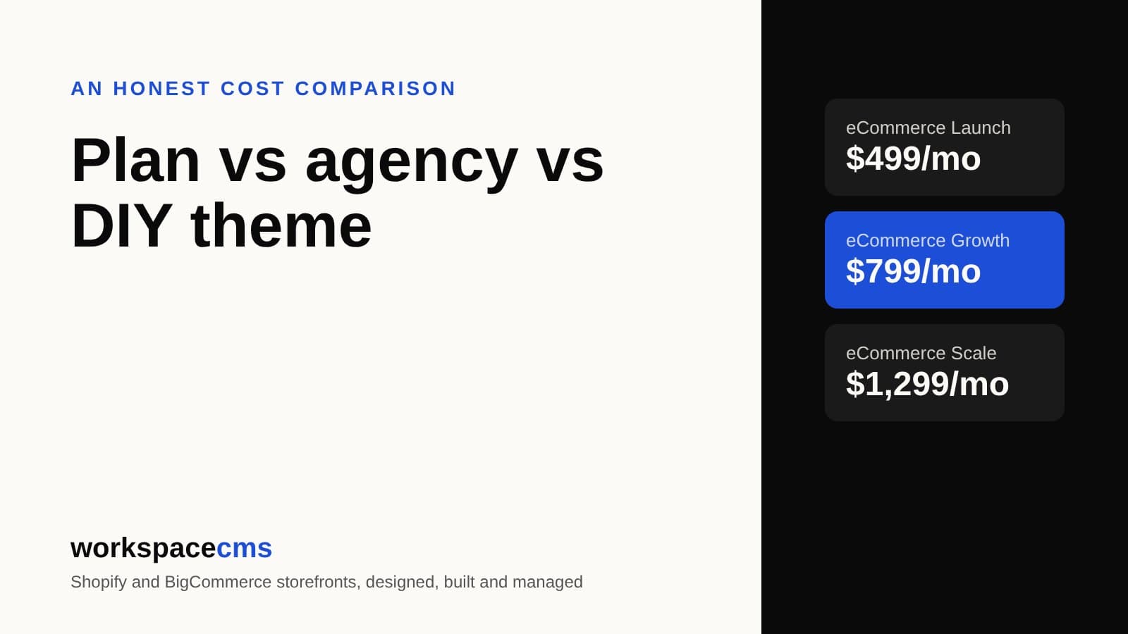 Monthly Storefront Plan vs Agency Build vs DIY Theme: An Honest Cost Comparison