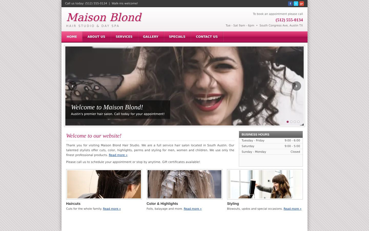 El sitio web antiguo de Maison Blond, una plantilla anticuada de 2016