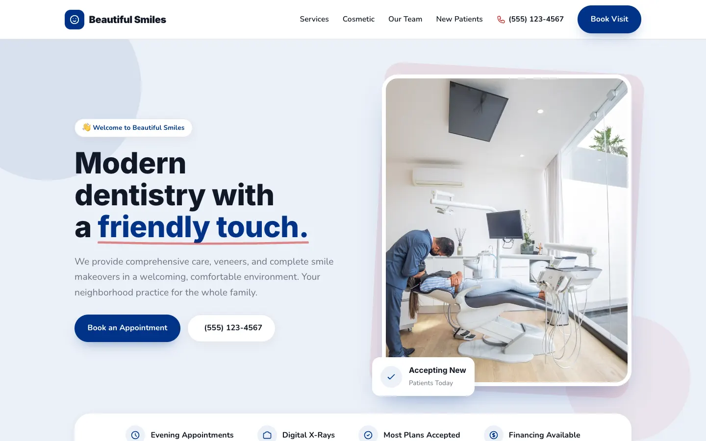 Beautiful Smiles — live Healthcare / Dentistry website built on WorkspaceCMS