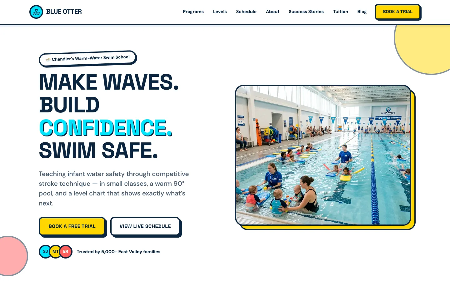 Blue Otter Swim School — live swim school website built on WorkspaceCMS