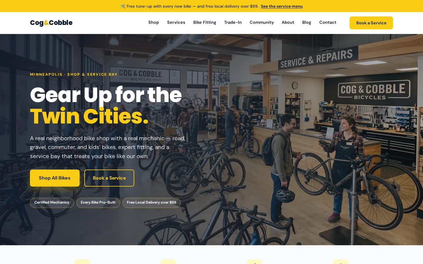 Cog & Cobble Bicycles — live bike shop & repair website built on WorkspaceCMS