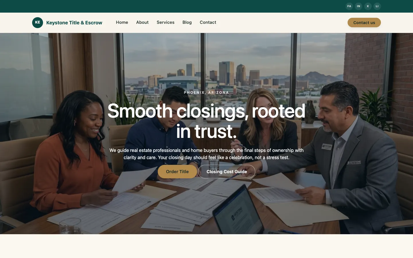 Keystone Title & Escrow — live title & escrow website built on WorkspaceCMS