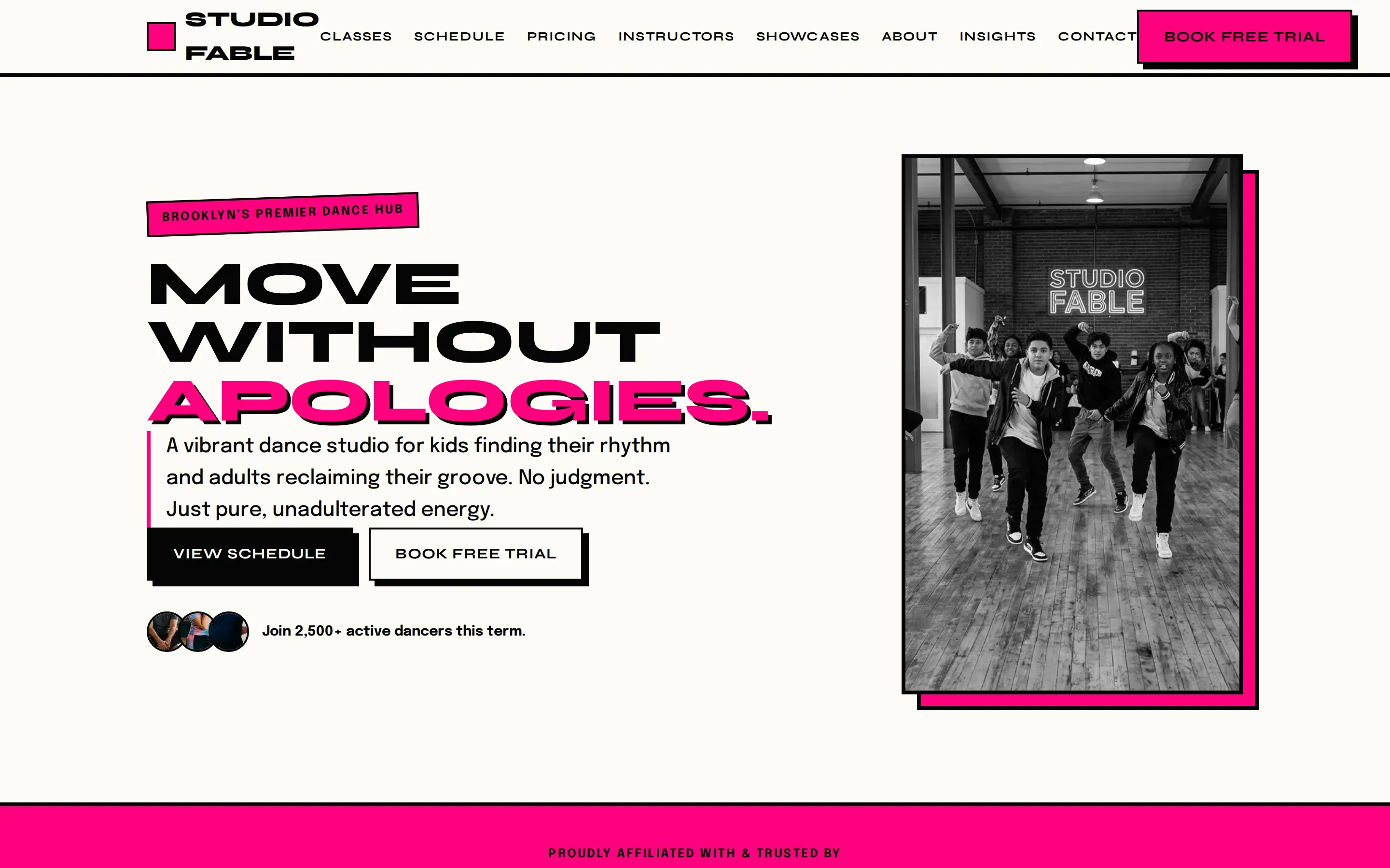 Studio Fable Dance — live dance studio website built on WorkspaceCMS
