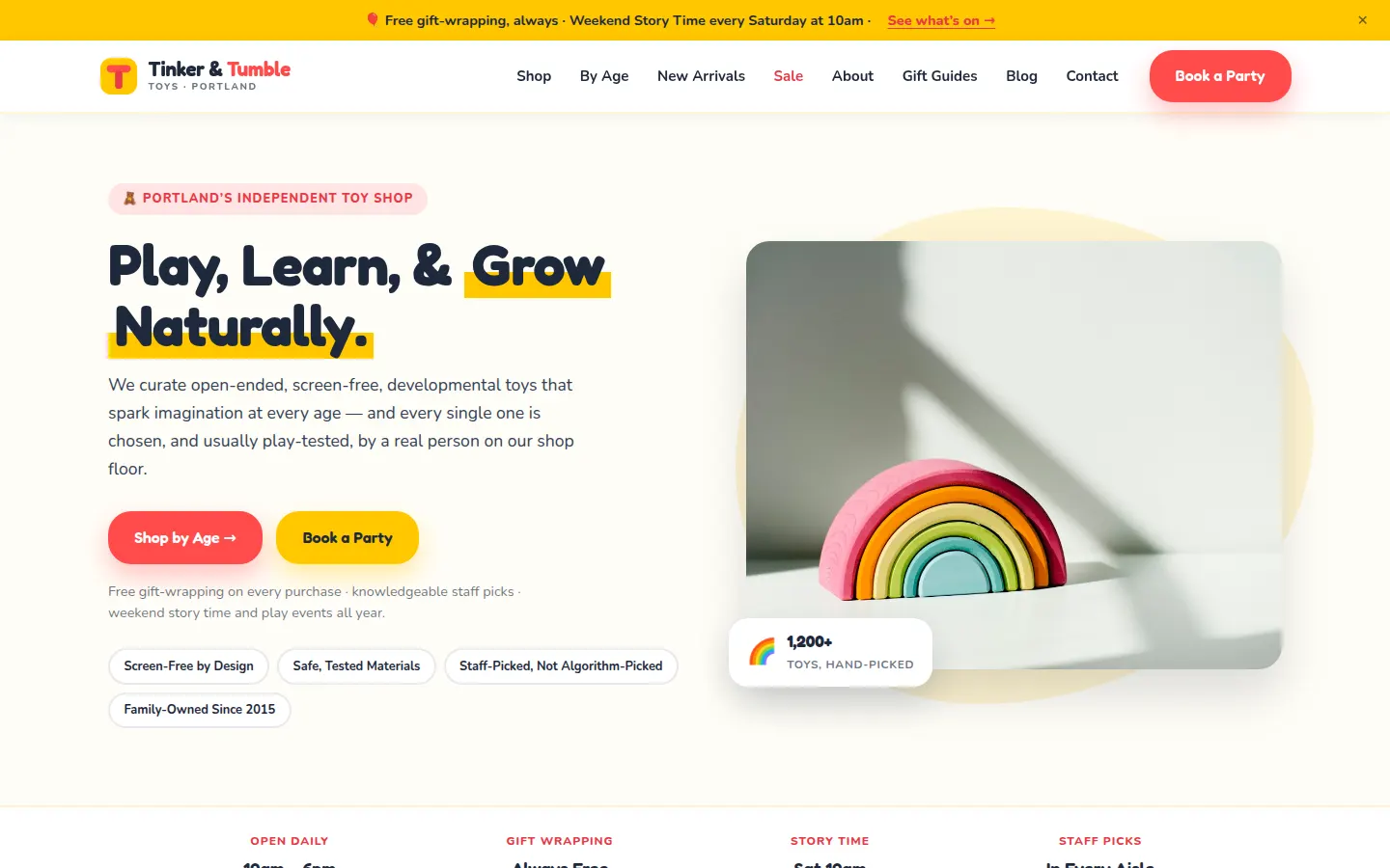 Tinker & Tumble Toys — live toy store website built on WorkspaceCMS